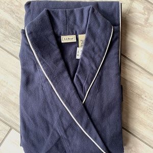 L.L. Bean Premium Ultrasoft 100% Cotton Flannel Robe ~Women's Size Medium ~ Navy